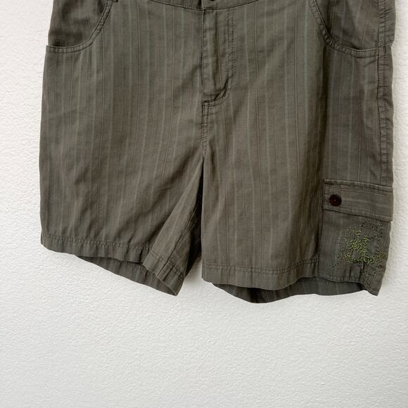 [Marmot] Olive Green Striped Mid Rise Cargo Shorts Outdoor Hiking Cotton Size 8 - Picture 7 of 10